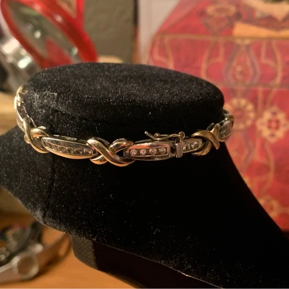 Sterling/cubic Zirconia Bracelet 7.5” - Picture 1 of 13